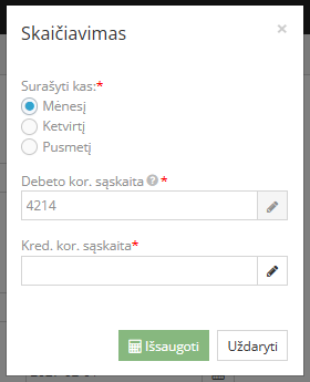 mokėio grafiko automatinis sukūrimas